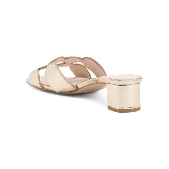 KOKO + PALENKI Gold Leather Lively Heeled Sandals - Picture 2 of 2